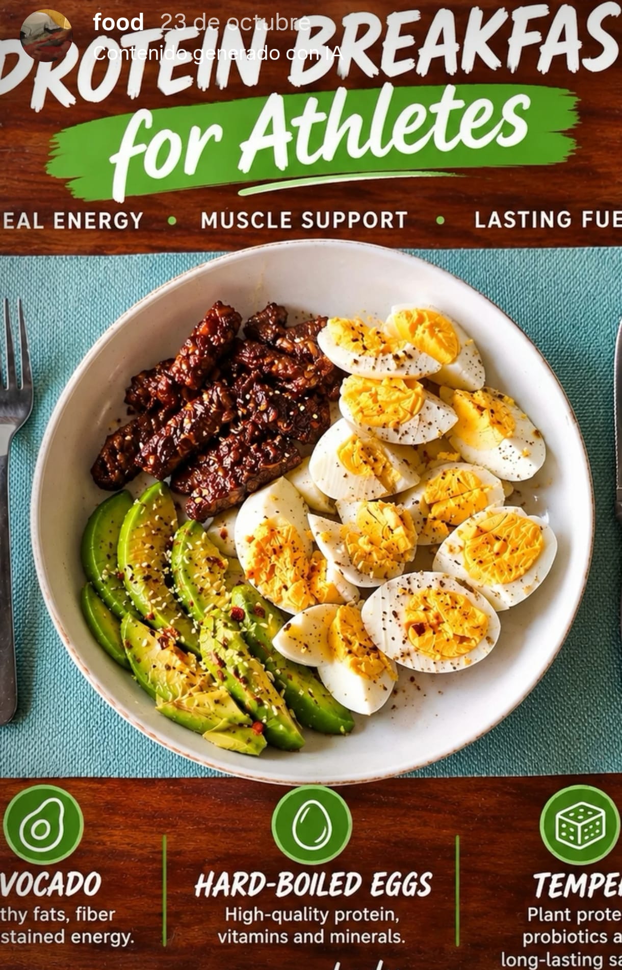Desayuno proteico para surfers con tempeh, huevos cocidos y aguacate en Sabbit Mentawai surf camp
